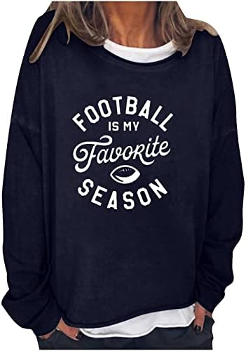 Futebol é minha estação favorita blusas para mulheres camisa de manga comprida tops casuais letras imprimir pullover futebol dia tshirts