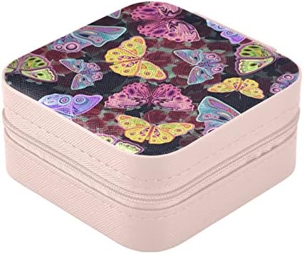 Caixa de jóias de viagem de borboleta Umiriko para mulheres, organizador de jóias pequenas de couro PU, caixas de armazenamento de caixa para brincos, anéis, colares, rosa 4 x 4 20802784