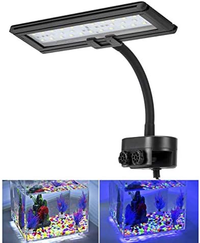 Hygger 9,7 polegadas azul branco LED LED Aquário Clipe de luz LED pequena para tanque de peixe de água doce de água salgada plantada com alcance de ganso 13w