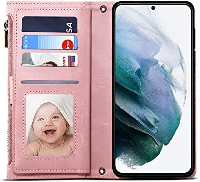Caixa de capa do celular Caixa de carteira compatível com Samsung Galaxy S30 Plus/S21 Plus, estojo com zíper com