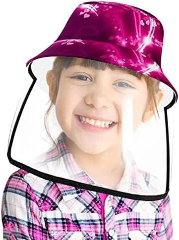 Chapéu de proteção para adultos com escudo facial, chapéu de pescador anti -sun tap, coração roxo do namorado