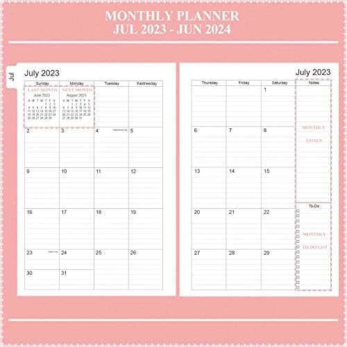 Tiankool Planner 2023-2024- julho de 2023-junho 2024 Planejador mensal semanal com 12 guias mensais- 2023-2024 Planejador