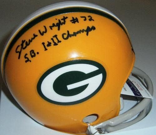 Packers Steve Wright assinou mini capacete com SB I & II Champs JSA Autografado autografado - Mini capacetes autografados da NFL