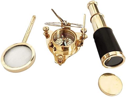 Livster Brass 6 Telescope & 3 Sundial Compass & Mini Mini Menífre