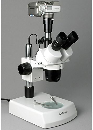 Microscópio estéreo trinocular SW-2T13Y AMSCOPE, oculares WH10X, ampliação 10x/15x/30x/45x, objetiva 1x/3x, iluminação superior e