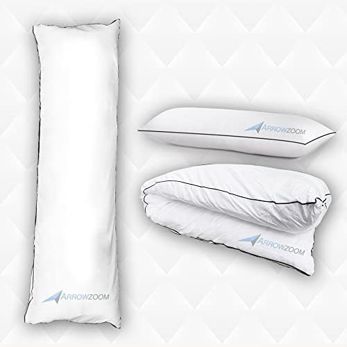 Arrowzoom novo poliéster macio enchendo o travesseiro de cama branca longa de suporte corporal 150 x 50cm / 59 x 19,6 polegadas