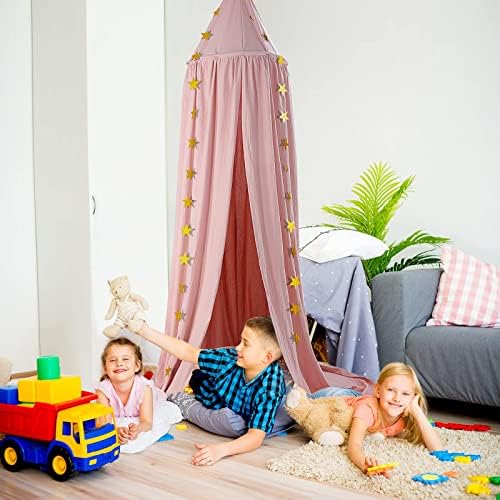 Canopy CEEKII para meninas cama de meninas, cúpula redonda gancho de algodão Princesa Mosquito Canopy Jogos de quartos para crianças