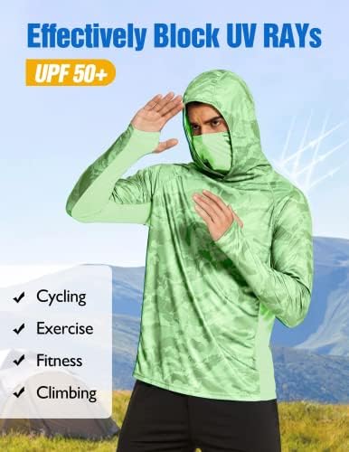 Camisa de pesca de proteção solar UPF mais de 50 anos com máscara de máscara com moletom de molho de molho de molho de molho de
