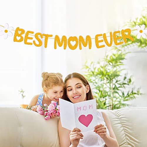 Melhor mãe Ever banner Heart Flower Crown Love Decorações de festa temáticas para mulheres Feliz Dia das Mães Celebração Supplies