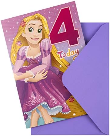 Cartão de aniversário de 4 anos - design de rapunzel