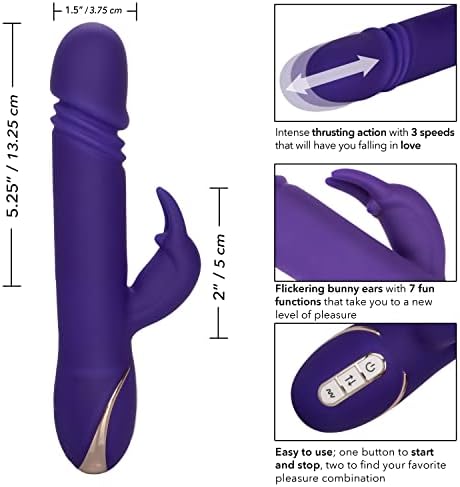 Calexotics Jack Rabbit Signature Silicone Buting Rabbit - Vibe à prova d'água Toys sexuais para casais - Mãos adultos de luxo Grátis G Massageador - roxo