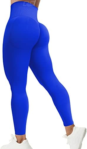 Qoq treino sem costura Scrunching Leggings para mulheres levantando as calças de ioga com cintura alta