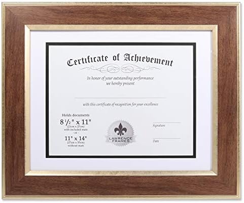 Lawrence Frames Use dupla Walnut 11x14 Certificado Picture Double Bavel Cut Matting para 8,5x11 quadro de documentos