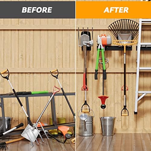 Rack de armazenamento de ferramentas de roda larga, montagem na parede de garagem, rack de ferramentas de jardim pesado, pode suportar