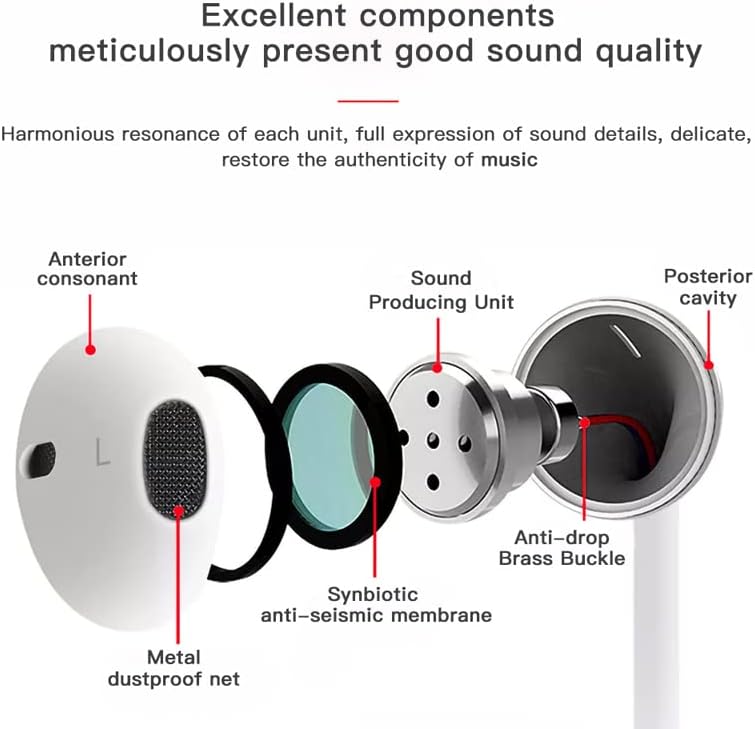 Aunc 2 pacote [Apple MFI Certified] fones de ouvido com fio com remoto de microfone embutido de 3,5 mm para controlar músicas, chamadas telefônicas, volume, compatível com iPhone, iPad, iPod, PC, Android, branco