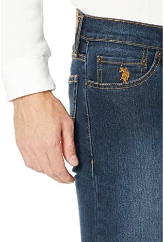U.S. Polo Assn. Jeans de jeans magros de cinco bolsos em enzima médio azul