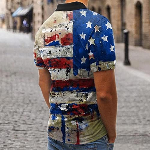 Xxbr camisas de pólo patriótico para homens, dia da independência Flag da bandeira americana estampa soldado de manga
