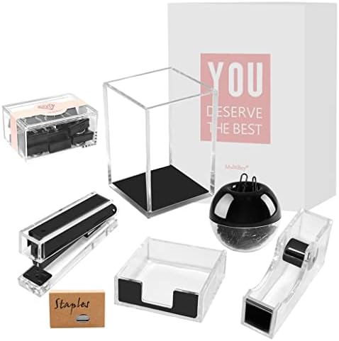 MJWDP Acrílico Silver Office Supply para o escritório de computadores de desktop Acessórios para presentes Organizador de mesa conjunto