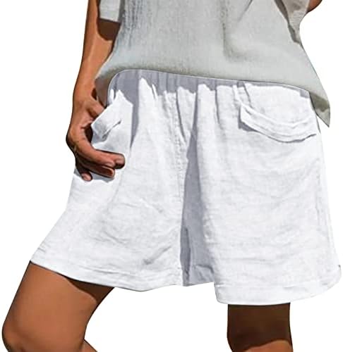 Occoko feminino verão básico short solto solto comas de cintura elástica sólida calça casual com bolsos