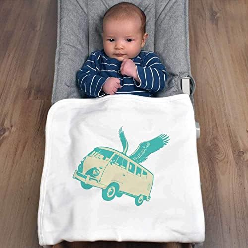 Azeeda 'Flying Campervan' Cotton Baby Blanket/Shawl