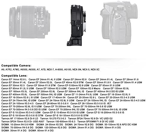 Commlite EF Lente para a câmera de montagem eletrônica adaptadora AF de alta velocidade, preto
