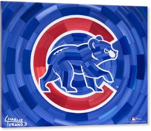 Chicago Cubs 16 x 20 Urso Logotipo com Blue Abstract Background Gallery embrulhado Giclee - arte original da MLB e impressões
