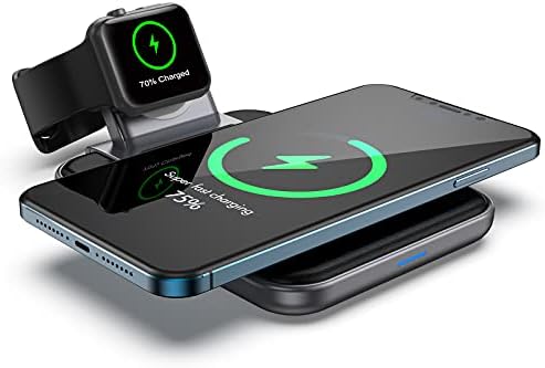 Mangotek Wireless Charger iPhone e assistir a estação de carregamento, 3 em 1 Apple Watch e AirPods vários dispositivos