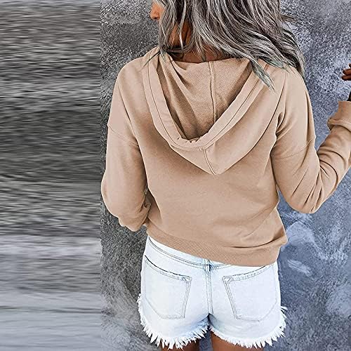 Hoodies Cutton COR SOLID SOLID WOMENS PULLOVER TOPS TOPS BOTOL POLOCO DE PESQUISA CLASSE