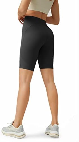 Benender Women Leggings Short Leggings 9 Alta cintura elástica Costura de costela Ciclismo de ciclismo de corrida