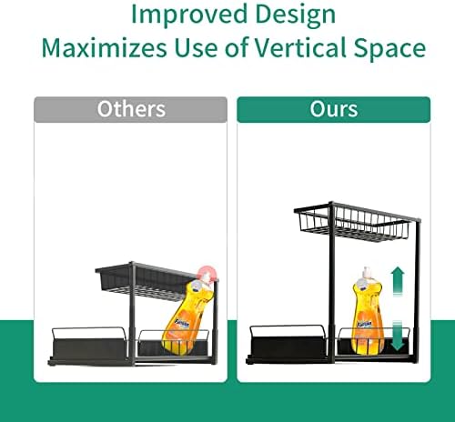 Sob organizadores de pia e armazenamento, Smiceir Metal Pull Out Armetlet Storage, 2 camadas sob armazenamento de pia, prateleiras