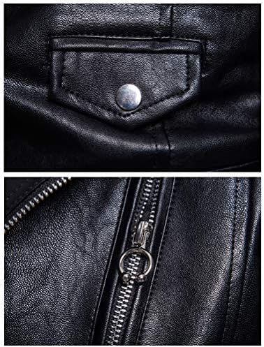 Jaqueta de couro puk masculino causal com cinto de couro falso de camisa de motocicleta com zíper do zíper