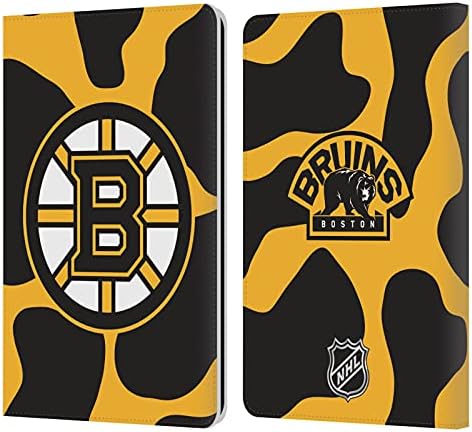 Projetos de capa principal licenciados oficialmente NHL Cow Pattern Boston Bruins Livro de couro Caixa Caixa Caspa Compatível com