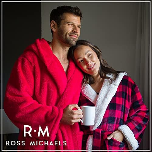 Ross Michaels manto masculino com capuz grande e alto - Long Whoe Spa Bath Robe com capuz e bolsos - Presente para