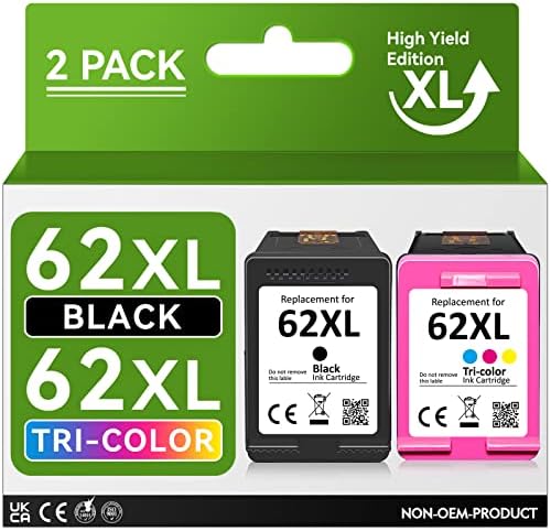 Alto rendimento de 62xl Cartuchos de tinta Preto e substituição de cores para HP 62xl Tink Cartridge Combo Pack, Fit for
