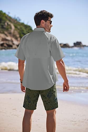 Coofadny Men's Fishing Shirt Performance Desempenho de botão de caminhada seca à prova d'água Camisetas para baixo