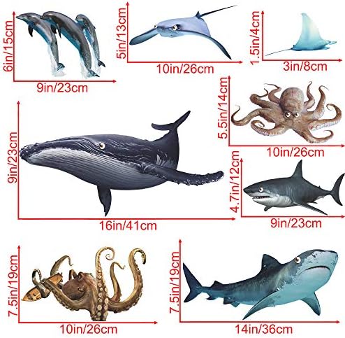 Buiory Creative 3D Removável sob o mar Dolphin colorido Dolphin Stingray Decalques de parede de polvo subaquático