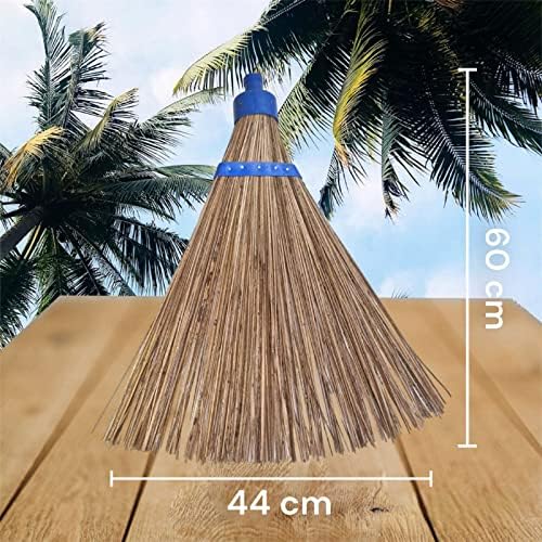Homelyfe Garden Broom/Outdoor/Street/Yard/Lawn/Folhas Clearning Coconut Stick Brassom com alça de metal longa