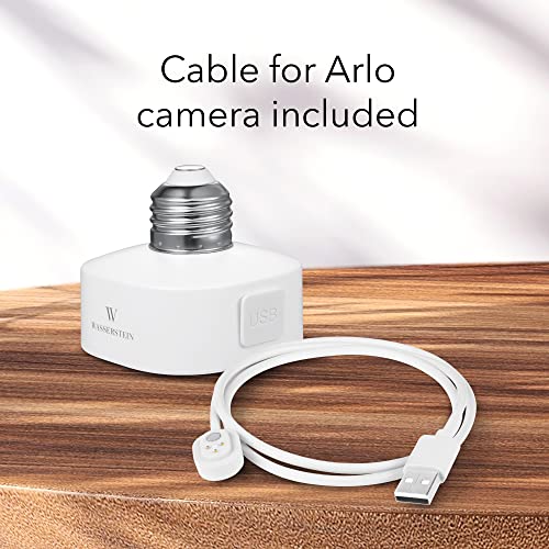 Soquete de lâmpada de wasserstein com cabo de carregamento Arlo - conecte o soquete de luz para alimentar sua câmera Arlo