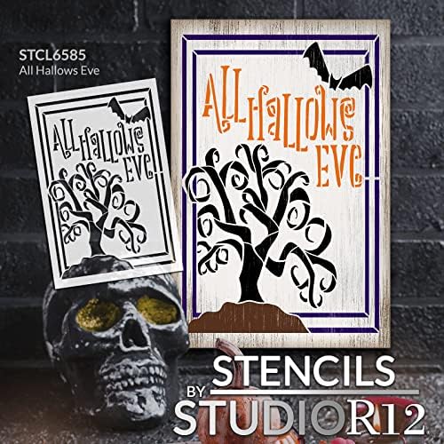 All Hallows Eve Spooky Bat and Tree Stegncil by Studior12 - Selecione Tamanho - EUA Made - Reutilable | Craft DIY Halloween