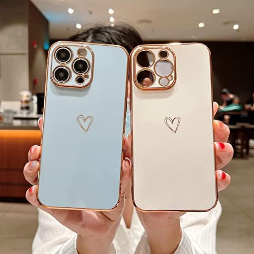 Zsytzl Compatível com o iPhone 14 Pro Case for Women Girl, com Cute Love Heart Plating Bumper Case Case Cover para iPhone 14