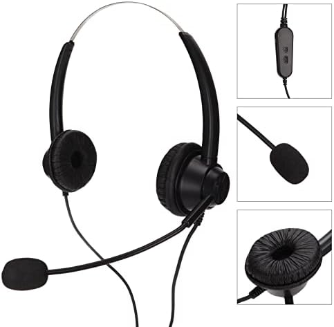 Fone de ouvido comercial Ashata RJ9, fone de ouvido telefônico com fone de ouvido com microfone binaural com microfone,