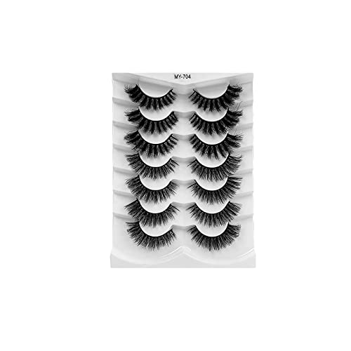Presentes para mulheres, 7 pares cílios falsos Pacote de gato olho de olho fofo cílios falsos cílios de vison cílios
