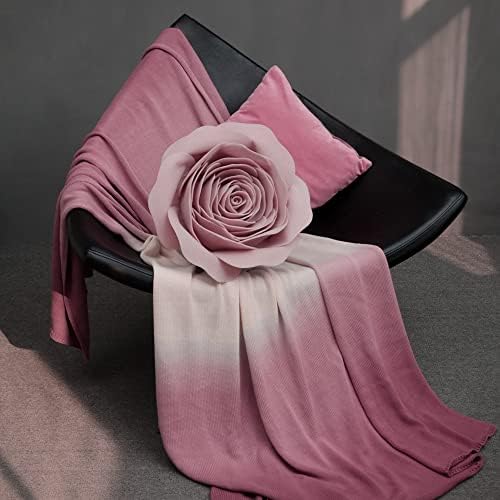 JWH 3D Flor Throw Pillow Capa estética decorativa decorativa de sotaque floral travesseiro de travesseiro redondo almofada de almofada artesanal Ceda de travesseiro de cama cadeira de cadeira com inserir 14 polegadas blush rosa