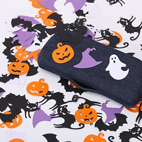 Gotgala 100pcs Halloween Bat Ghost Paper Confetti Pumpkin Ghost Confetti Witch Hat Bat Black Cat Table Confete