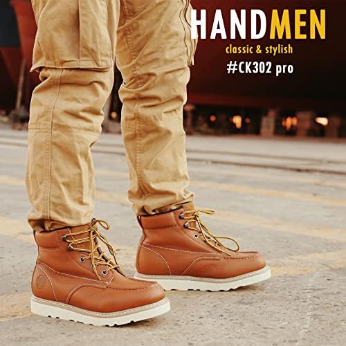 Botas de trabalho de mão de mão para homens, 6 eh botas de trabalho leves e leves, sapatos de trabalho anti-fadiga com sola durável de borracha eva