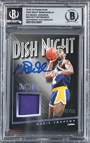Magic Johnson assinou 2018 Panini Noir Dish Night 12 5/65 Card Auto 10! SLAB BAS - Cartões autografados de basquete