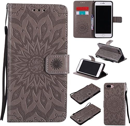 CASE CMEKA 3D Caixa de carteira de girassol para iPhone 7 Plus/iPhone 8 Plus com caça -níqueis de cartão de crédito Titular