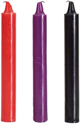 Doc Johnson Japanese Drip Candles - derrete a temperaturas mais baixas - multicolorida - 3 pacote - vermelho, roxo, preto