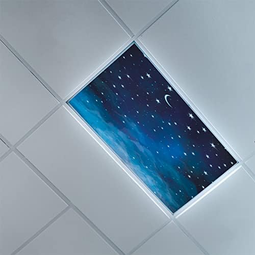 Tampas de luz fluorescentes para o teto dos painéis de luz dos painéis-céu-fluorescentes do teto Capas de luz para sala de aula Office-2 pés x 4 pés de queda de teto decorativo fluorescente, azul escuro azul