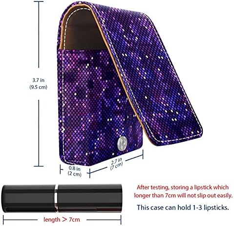 Caixa de batom com espelho pixelizado fundo roxo do suporte para o espaço lábio de espacial Bolsa de armazenamento portátil Bolsa de maquiagem Mini Cosmético Bolsa de Cosmética segura 3 batom de batom
